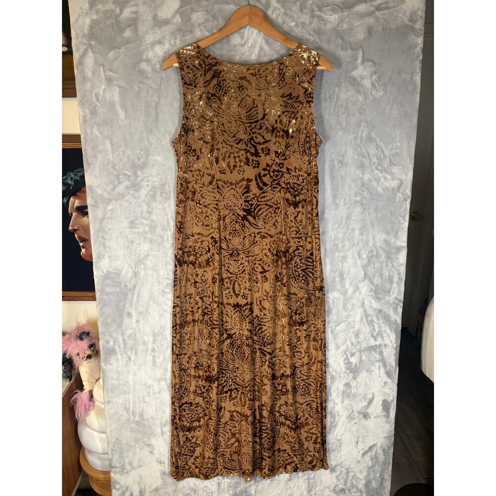 Vintage Y2K Burnout Velvet Semi-Sheer Stretch Tank Maxi Dress L Whimsygoth Boho - Picture 4 of 9